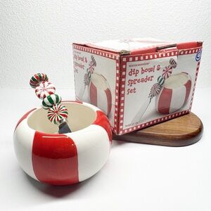 Boston Warehouse Y2K Peppermint Candy Dip Bowl & Spreader